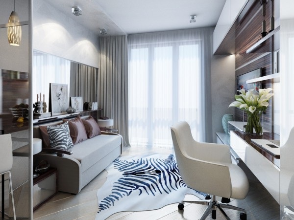 Gợi ý thiết kế căn hộ nhỏ dưới 30m vuông hiện đại và cá tính - 7 Trong khi họa tiết da hổ đem lại sự cá tính và trẻ trung cho tổng thể không gian phòng