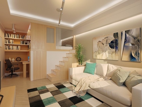Gợi ý thiết kế căn hộ nhỏ dưới 30m vuông hiện đại và cá tính - 10 Gam màu trắng kem cùng với màu sắc của gỗ tạo nên một vẻ đẹp rất nhẹ nhàng ấm cúng. Đây là một thiết kế rất phù hợp cho một gia đình nhỏ