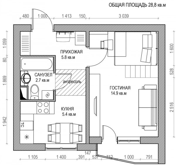 Gợi ý thiết kế căn hộ nhỏ dưới 30m vuông hiện đại và cá tính - 14 Gợi ý thiết kế căn hộ nhỏ dưới 30m vuông hiện đại và cá tính - 14