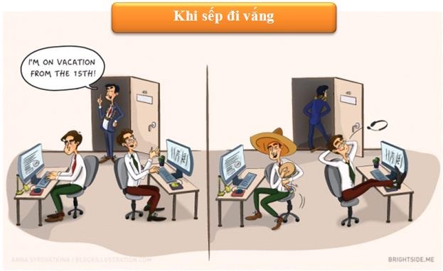 Hài hước bộ ảnh “Chỉ dân văn phòng mới hiểu” - 2 Đâu là ngày bình yên nhất- Chắc chắn là những hôm sếp không đến cơ quan rồi!