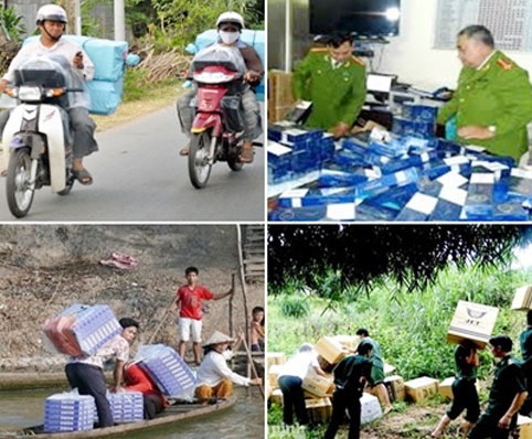 Thuốc lá lậu được vận chuyển qua biên giới Việt Nam bằng đường thủy và đường bộ (Hình Internet)