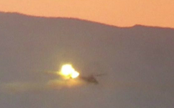 
Trực thăng Mi-25 của Nga bị bắn rơi. (Ảnh: BBC)
