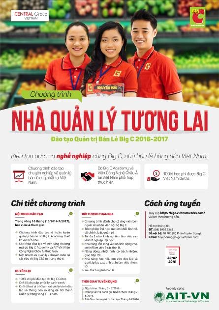 Học nghề Quản lý siêu thị, cơ hội hấp dẫn và duy nhất cho bạn trẻ năng động - 1 Poster giới thiệu chương trình Nhà quản lý tương lai (Future Manager): Đào tạo quản trị bán lẻ Big C 2016 – 2017.