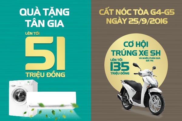 Cất nóc hai toà cuối cùng dự án Five Star Garden - 1 Quà tặng siêu hấp dẫn mừng cất nóc tòa G4 – G5, dự án Five Star Garden