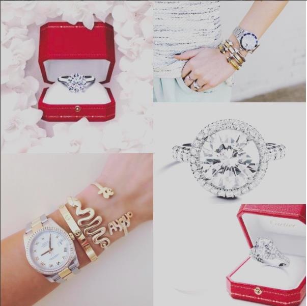 Set đồ được phối tỉ mẩn đến từng chi tiết với vòng tay Cartier Love và nhẫn cùng thương hiệu Cartier và đồng hồ Rolex hai màu.