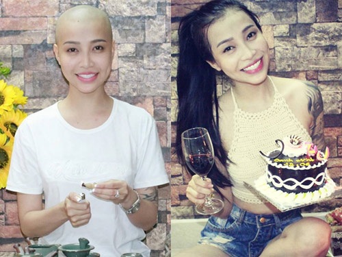 
Cô gái đầu trọc, hình ảnh thu hút sự chú ý
