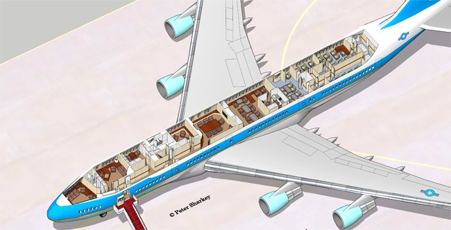 Chuẩn bị thay chuyên cơ cho tổng thống Mỹ - 3 Bên trong chuyên cơ Air Force One.