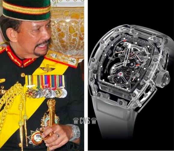 Tại sao những chiếc đồng hồ Richard Mille lại đắt tới vậy? - 3 Quốc vương Brunei Haji Hassanal Bolkiah sở hữu Richard Mille RM56-01 Tourbillion Sapphire bản giới hạn chỉ 5 chiếc trên toàn thế giới, trị giá khoảng hơn 2 triệu USD.