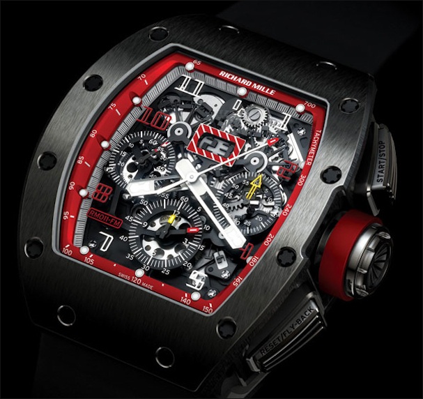 Tại sao những chiếc đồng hồ Richard Mille lại đắt tới vậy? - 5 Chiếc RM 011 mang tên tay đua Công thức 1 Felipe Massa sử dụng những công nghệ cũng như chất liệu tiên tiến nhất, mang lại hiệu năng cao nhất cho chiếc đồng hồ.