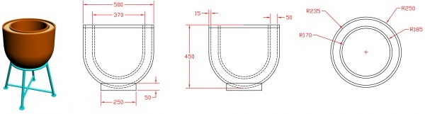 Độc đáo với "tủ lạnh" không sử dụng điện - 2 Các mặt cắt thiết kết nồi Zeer