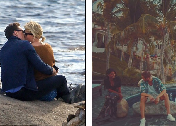 
Taylor khóa môi Tom (trái) và Calvin trò chuyện tình tứ cùng một cô gái trong clip Olé.
