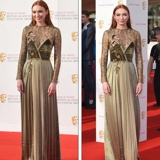 Những sao mặc xấu đến ngỡ ngàng - 2
Eleanor Tomlinson - họa tiết hoa thêu không liên quan tới bộ váy!
