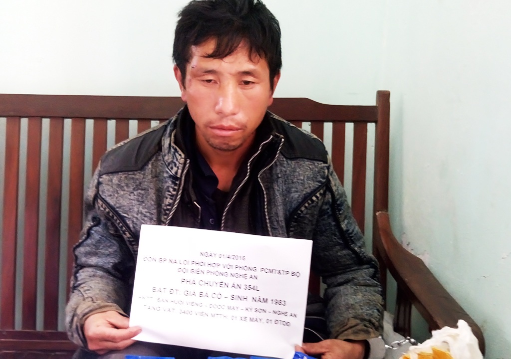 Già Bá Cò bị bắt giữ khi đang thực hiện thương vụ mua bán ma túy từ Lào vào Việt Nam (ảnh BPNA cung cấp).
