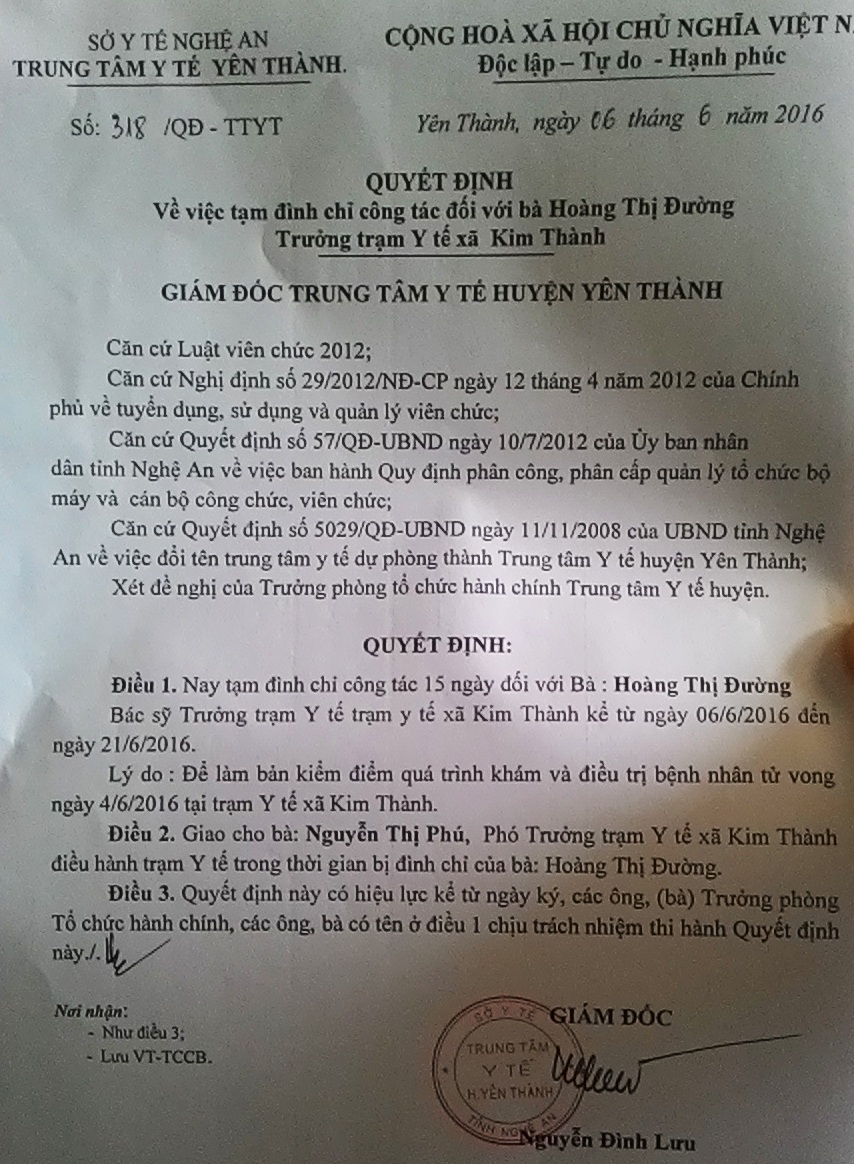 Bệnh nhân tử vong vì tiêm thuốc kháng sinh cấm dùng ở tuyến xã - 1
Tường trình của bà Hoàng Thị Đường thừa nhận sai trong việc điều trị theo yêu cầu của bệnh nhân và sử dụng thuốc không dùng tuyến xã.