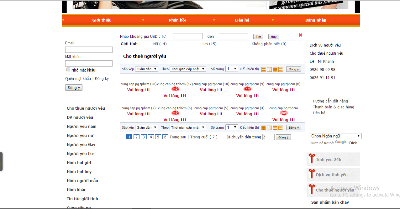 Khách hàng chỉ cần điền thông tin cá nhân, mẫu người yêu, giá cả và ngày giờ muốn thuê là ngay lập tức sẽ được cung ứng theo yêu cầu