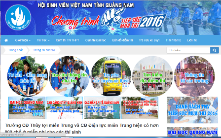 Quảng Nam: Hơn 2.500 chỗ trọ miễn phí dành cho thí sinh - 1 Giao diện trang tin của Hội Sinh viên Quảng Nam