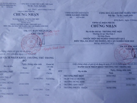 Giấy xác nhận hộ nghèo