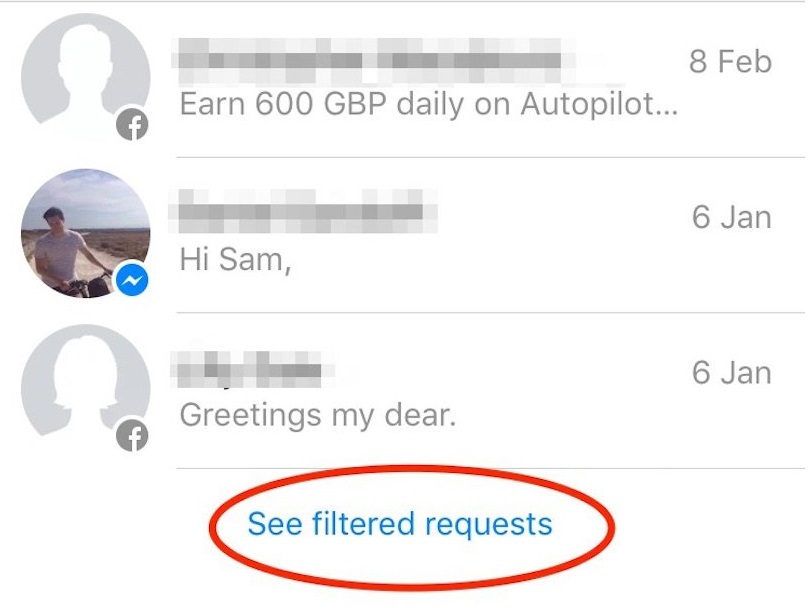 Thủ thuật làm hiện các dòng tin nhắn "ẩn" trên Facebook - 5
Tiếp theo, nhấn tiếp vào nút See filtered requests để thấy tất cả những tin nhắn bị ẩn đi trước đây.
