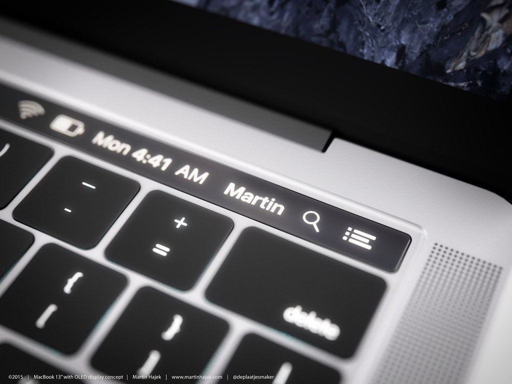 Tổng hợp hình ảnh MacBook Pro thế hệ mới qua những tin đồn - 3 Dải màn hình cảm ứng này sẽ là một sự thay thế hoàn hảo cho thanh menu bar truyền thống của Mac