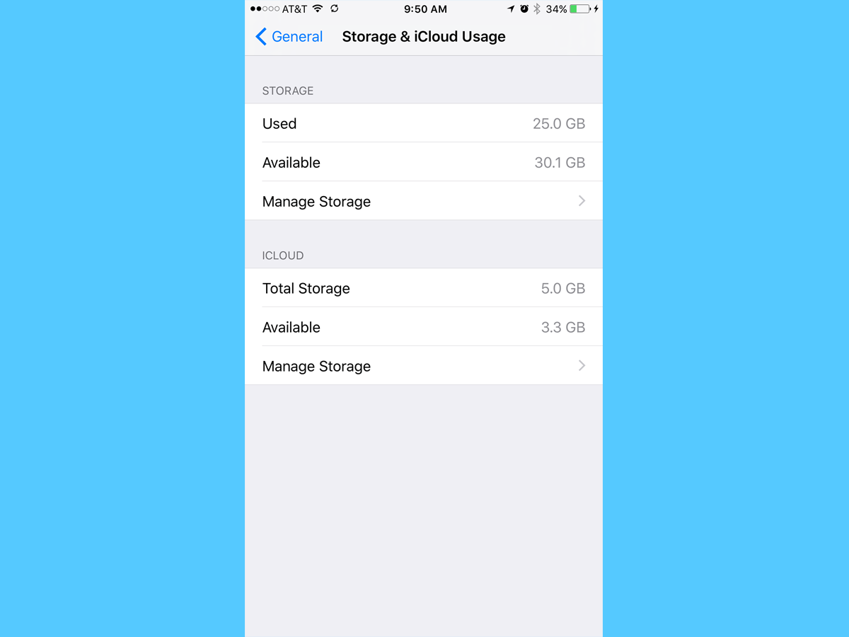 Thủ thuật đơn giản giúp bạn giải phóng tới 6GB bộ nhớ trống trên iPhone - 2 Trước khi thực hiện, 25GB dữ liệu đang được sử dụng trên chiếc iPhone 64GB, để lại khoảng 30GB dung lượng trống