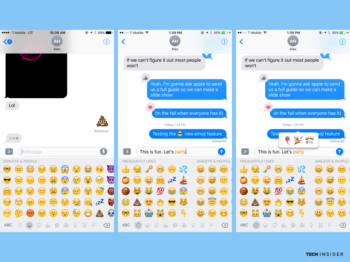 Biểu tượng Emoji sẽ lớn hơn gấp 3 lần. iMessenger cũng sẽ gợi ý Emoji phù hợp với nội dung mà bạn mới viết
