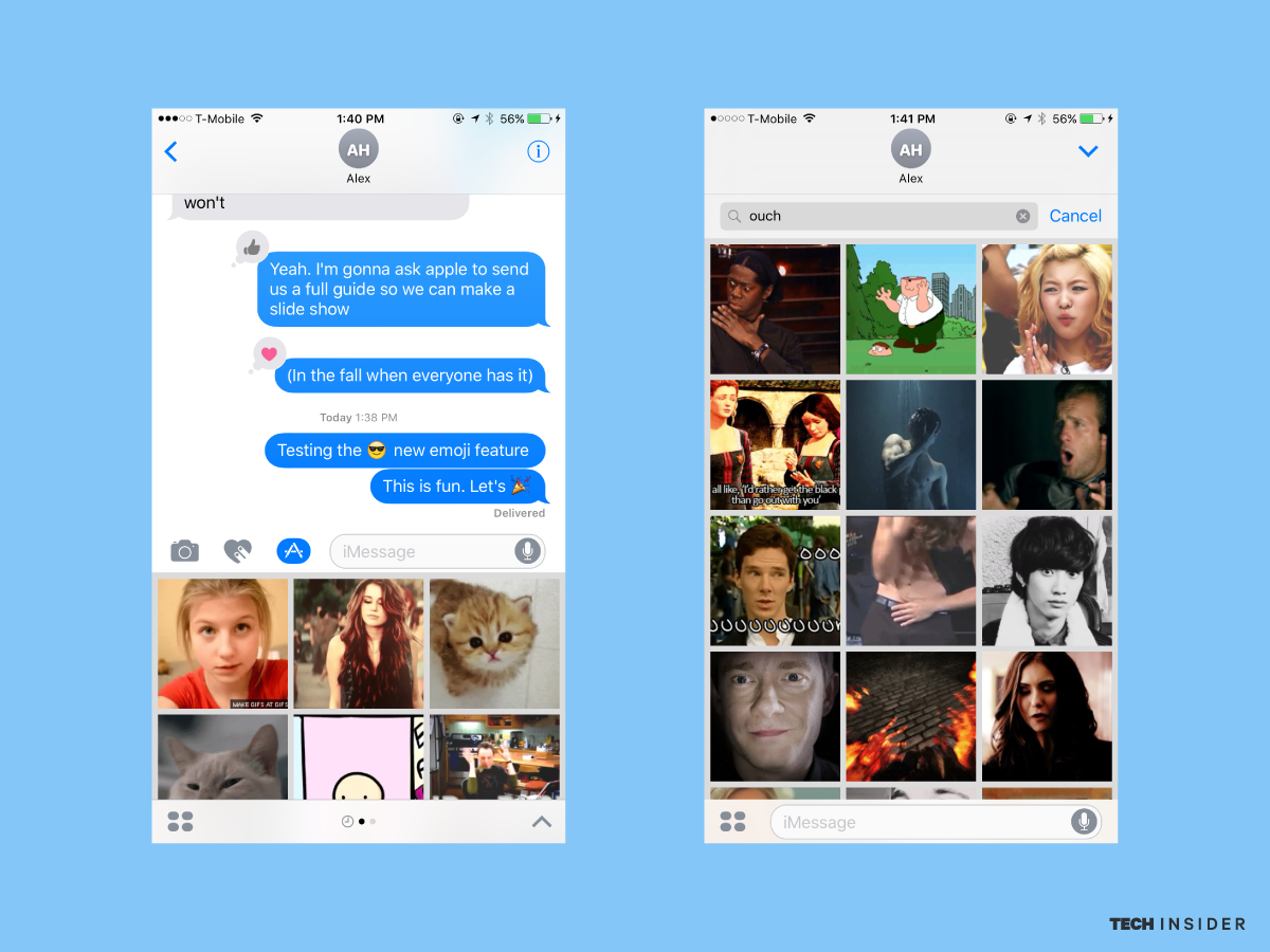 Người dùng có thể gửi ảnh hoặc ảnh động GIF bằng cách nhấn vào biểu tượng App Store để mở ra thư viện ảnh
