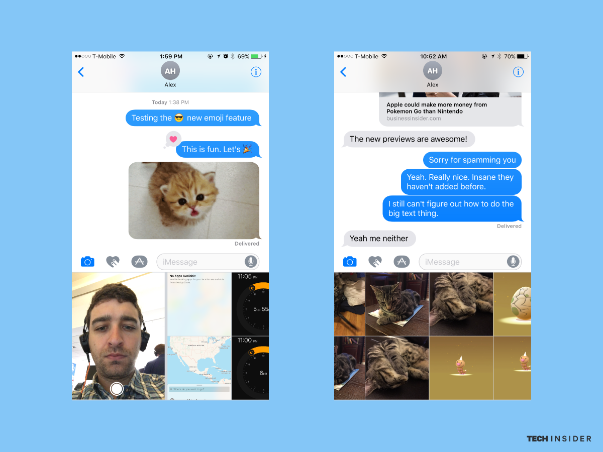 iMessenger giờ đây cũng cho phép chụp ảnh trực tiếp ngay từ ứng dụng, mà không cần thông qua album ảnh như trước đây.