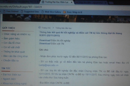 Trường Đại học Điện lực thông báo kết quả thi tốt nghiệp và nhận giấy chứng nhận tốt nghiệp