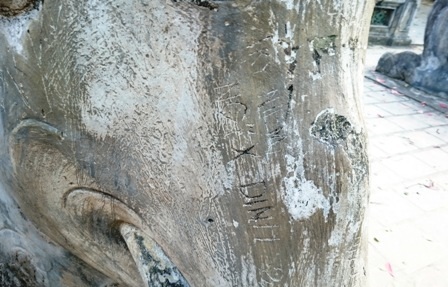 Tượng voi trong lăng vua Lê Thái Tổ bị viết, vẽ bậy - 6