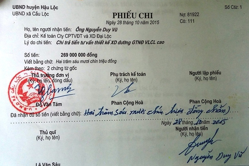 Thanh Hóa: Chủ tịch xã mượn hồ sơ để rút tiền ngân sách Nhà nước - 6 Đã thanh lý hợp đồng từ nưm 2013, nhưng vẫn chi gần 270 triệu?