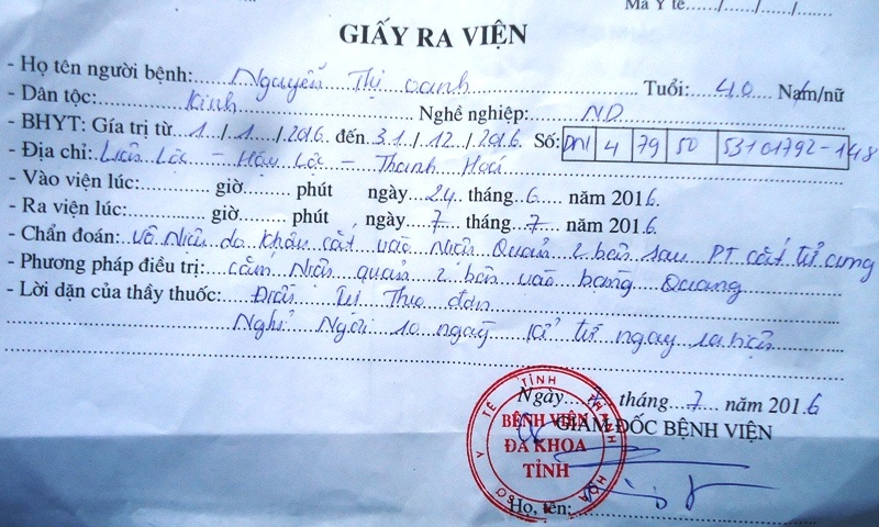 Phẫu thuật bỏ tử cung, khâu cắt luôn cả niệu quản - 2 Bệnh nhân đã được phẫu thuật nối lại Niệu quản và hồi phục sức khỏe
