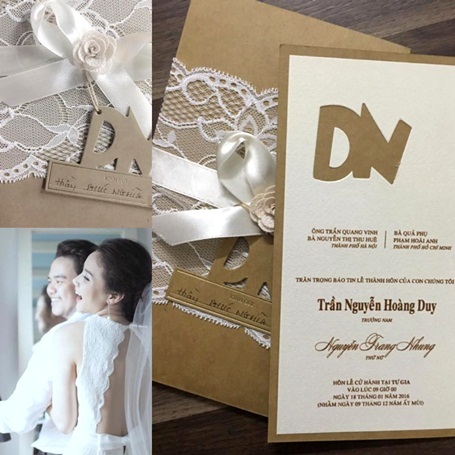 Trang Nhung khoe ảnh cưới lãng mạn cận kề lễ vu quy - 1 Hình ảnh thiệp cưới cầu kỳ, sang trọng của Trang Nhung.