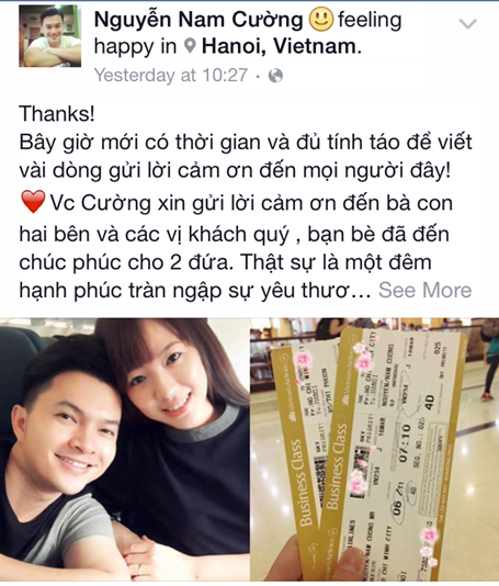 Nam Cường chia sẻ về lí do anh giữ kín thông tin về đám cưới và gửi lời cảm ơn người hâm mộ.