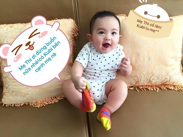 Vẻ đáng yêu của con trai Khánh Thi - Phan Hiển - 3 Nhóc tì nhà Khánh Thi được 8 tháng tuổi. Cậu bé có gương mặt bụ bẫm, đáng yêu.