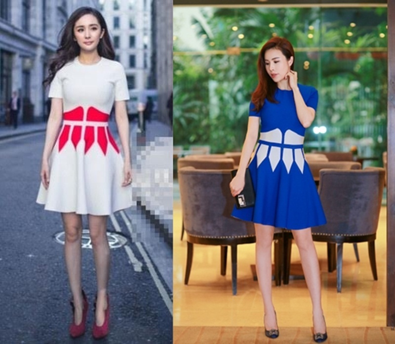 Fashionnista Việt liên tục đụng hàng hiệu loạt sao quốc tế đình đám - 2 Hoàng Dung có màn đụng hàng với ngôi sao Hoa ngữ Dương Mịch trong trang phục của Alexander Mcqueen. Cô xuất hiện với tông màu xanh dương tôn lên được vóc dáng và làn da của mình.