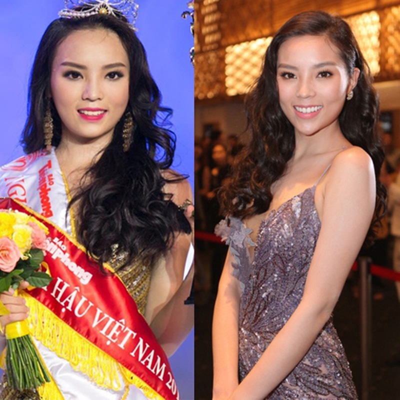 Những sao Việt thay đổi nhan sắc nhưng phủ nhận cậy nhờ "dao kéo" - 1 Hình ảnh Kỳ Duyên khi mới đăng quang Hoa hậu Việt Nam và thay đổi khi chiếc cằm có phần dài hơn.