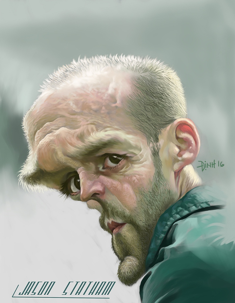 Nghệ sĩ Việt thích thú với tranh hí họa về chính mình - 17 Jason Staham.