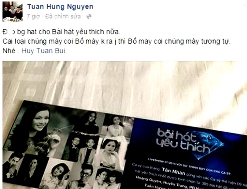 Tuấn Hưng và những lần “gây hấn” vì quá bạo miệng - 2 Tuấn Hưng và dòng trạng thái mà sau này anh đã xóa bỏ.