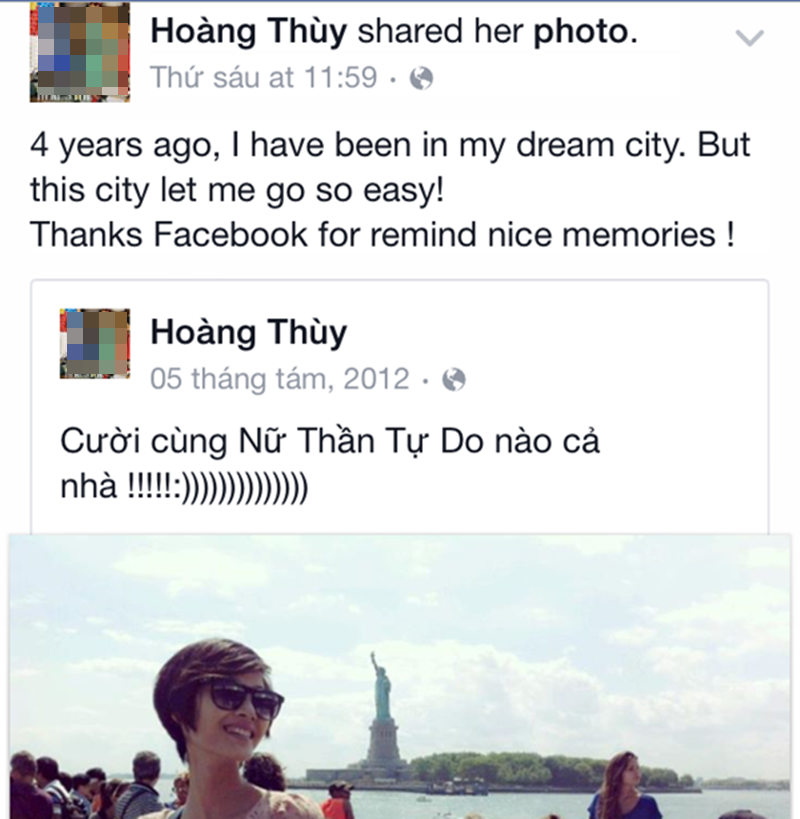 Hoàng Thùy sử dụng tiếng Anh thường xuyên trên Facebook, không ngại kể cả khi ngữ pháp của mình chưa thật sự hoàn thiện bởi cô hiểu đó là cách học tiếng Anh tốt nhất.