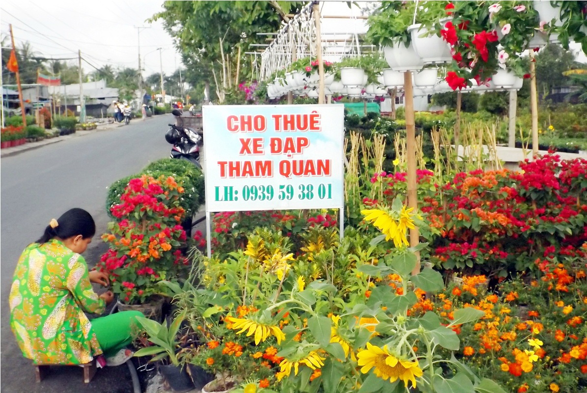 Tận dụng ưu thế Làng hoa nên các dịch vụ ăn theo như ăn uống, thuê xe đạp... cũng ăn nên làm ra