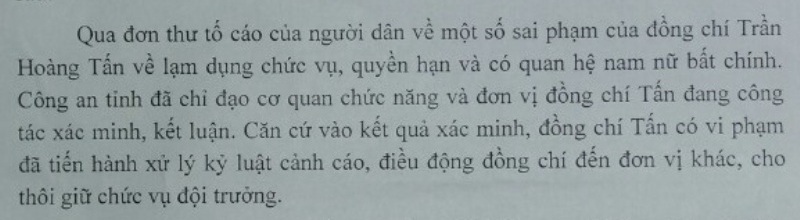 Trung tá công an bị kỷ luật vì lạm quyền, chèn ép doanh nghiệp… - 1 Liên quan đến những đơn thư tố cáo của người dân, Công an tỉnh Kiên Giang xác minh và kết luận là đúng.