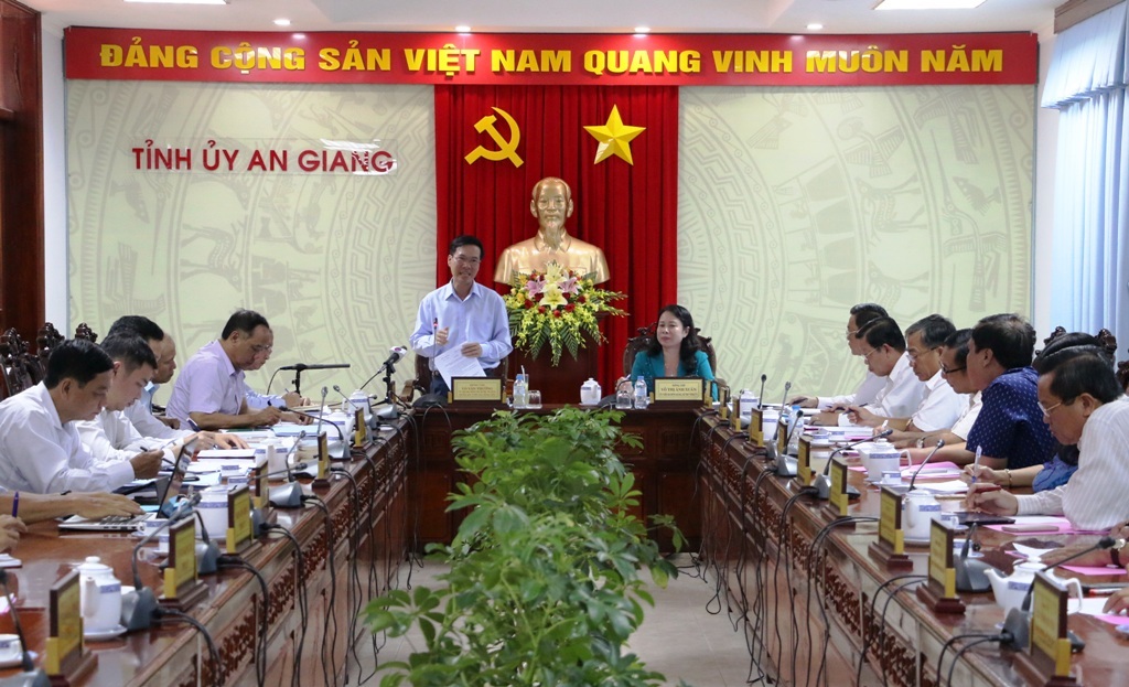 Ngày 25/8, ông Võ Văn Thưởng có buổi làm việc với Ban Thường vụ Tỉnh ủy An Giang 