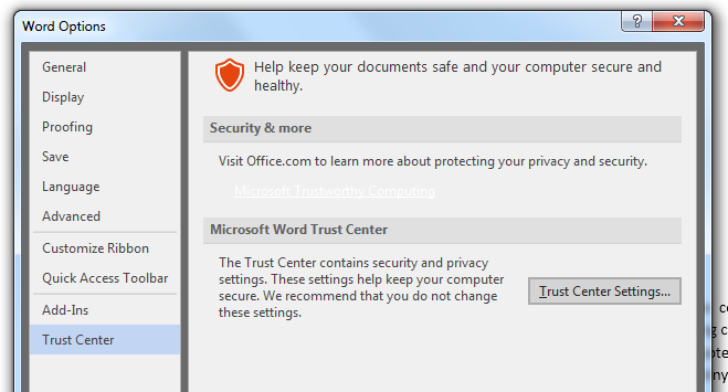 Mẹo tắt chế độ Protected View của MS Word khi tải tài liệu từ Internet - 1 Mẹo tắt chế độ Protected View của MS Word khi tải tài liệu từ Internet - 1