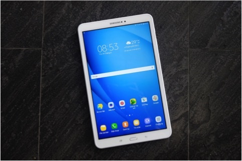 Đập hộp máy tính bảng giải trí Samsung Galaxy Tab A6 10.1” - 3 Máy dùng màn hình 10,1 inch độ phân giải 1.920 x 1.200 pixel, tỉ lệ 16:10