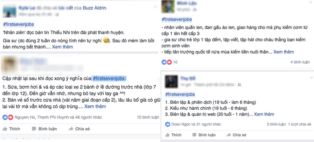 Trào lưu "7 công việc đầu tiên" đang gây bão Facebook Việt - 2 Nhiều status của người dùng Việt liên tục được chia sẻ