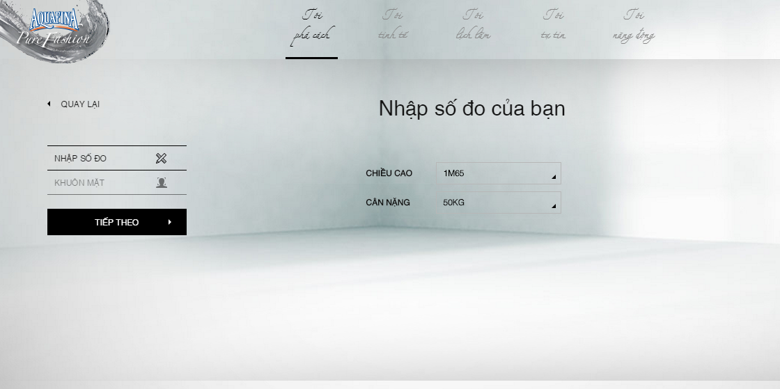 Định hình cá tính thời trang thuần khiết bằng ứng dụng "đỉnh" - 2 Sau đó nhập một số thông tin cơ bản để sở hữu những set đồ ấn tượng. Ứng dụng “phòng thử đồ ảo” đầu tiên tại Việt Nam giúp bạn dễ dàng hơn nhiều trong việc lựa chọn phong cách thời trang phù hợp với cá tính thuần khiết của mình