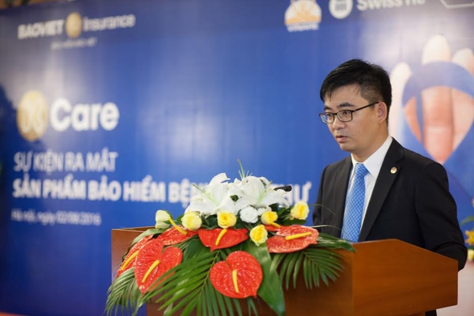 Quỹ tài chính nào để điều trị ung thư? - 2 Ông Nguyễn Quang Hưng - Phó Tổng Giám đốc Bảo hiểm Bảo Việt phát biểu tại sự kiện ra mắt sản phẩm K-Care