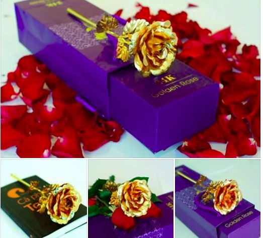 Những sản phẩm hoa hồng mạ vàng bày bán trên thị trường có mức giá chênh lệch lớn từ 100 nghìn đến 500 nghìn đồng/bông