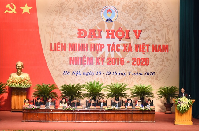 Đại hội lần thứ 5 Liên minh hợp tác xã Việt Nam nhiệm kỳ 2015-2020 diễn ra ngày 18-19/7/2016 (ảnh: VGP)