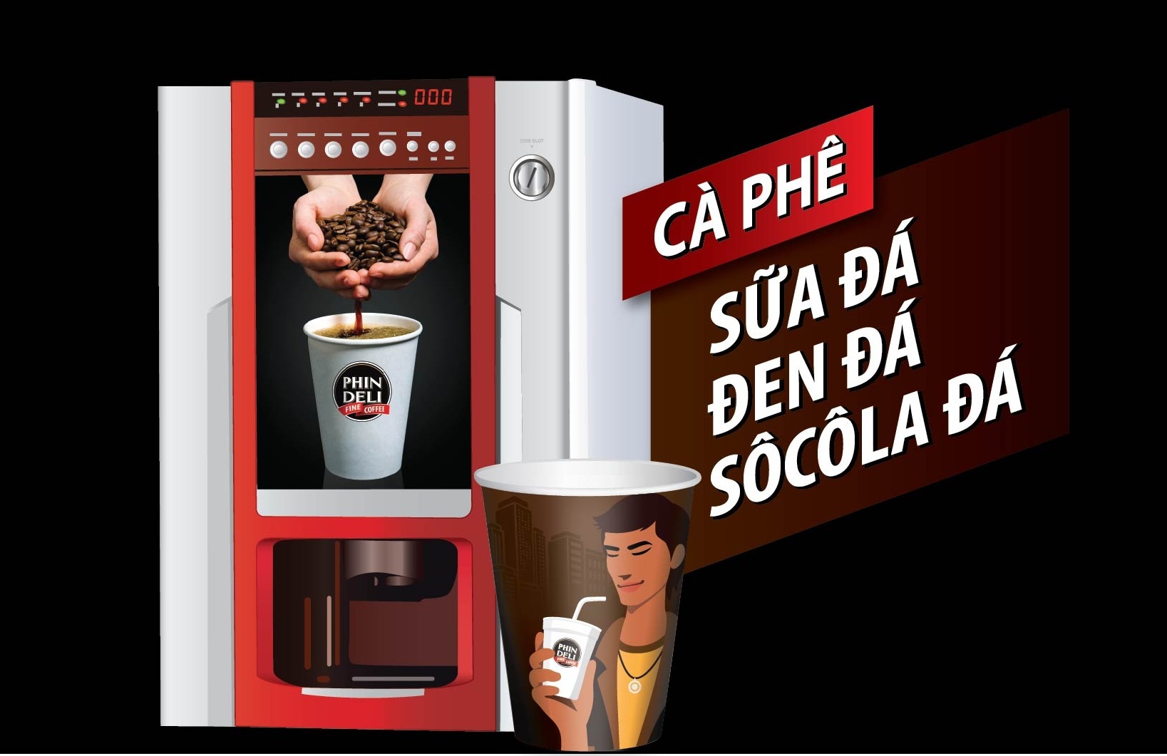 Bán giá bình dân (10-12.000đ), PhinDeli được giới trẻ ưa chuộng vì phong cách năng động.